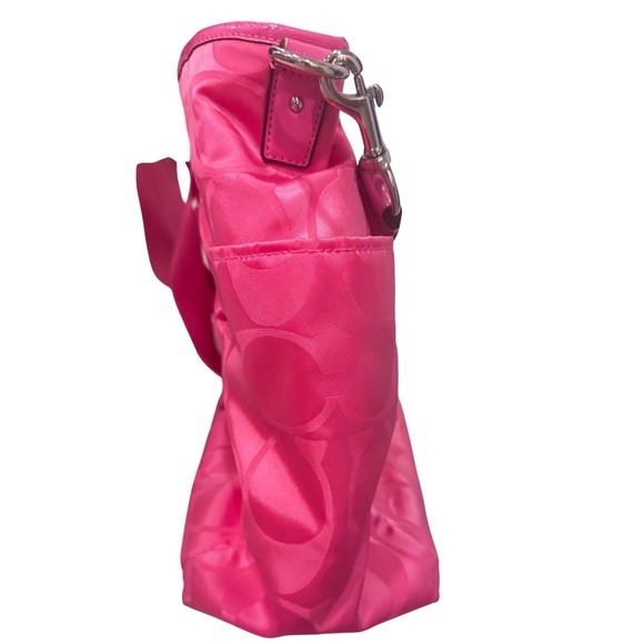 Coach Signature C Pink Nylon Shoulder Bag Convertible Strap12x16x6 preloved - Picture 8 of 13